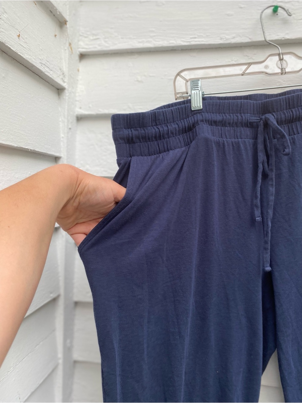 AnyBody Navy Jogger Lounge pants with Drawstring - Picture 3 of 7